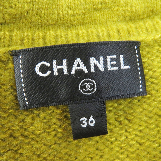 CHANEL cardigan P73835 Outer material: 49% wool, Outer material: 29% silk, Outer material: 20% cashmere, Outer material: 2% polyamide (nylon) Dark mustard type Women 36 Used Authentic