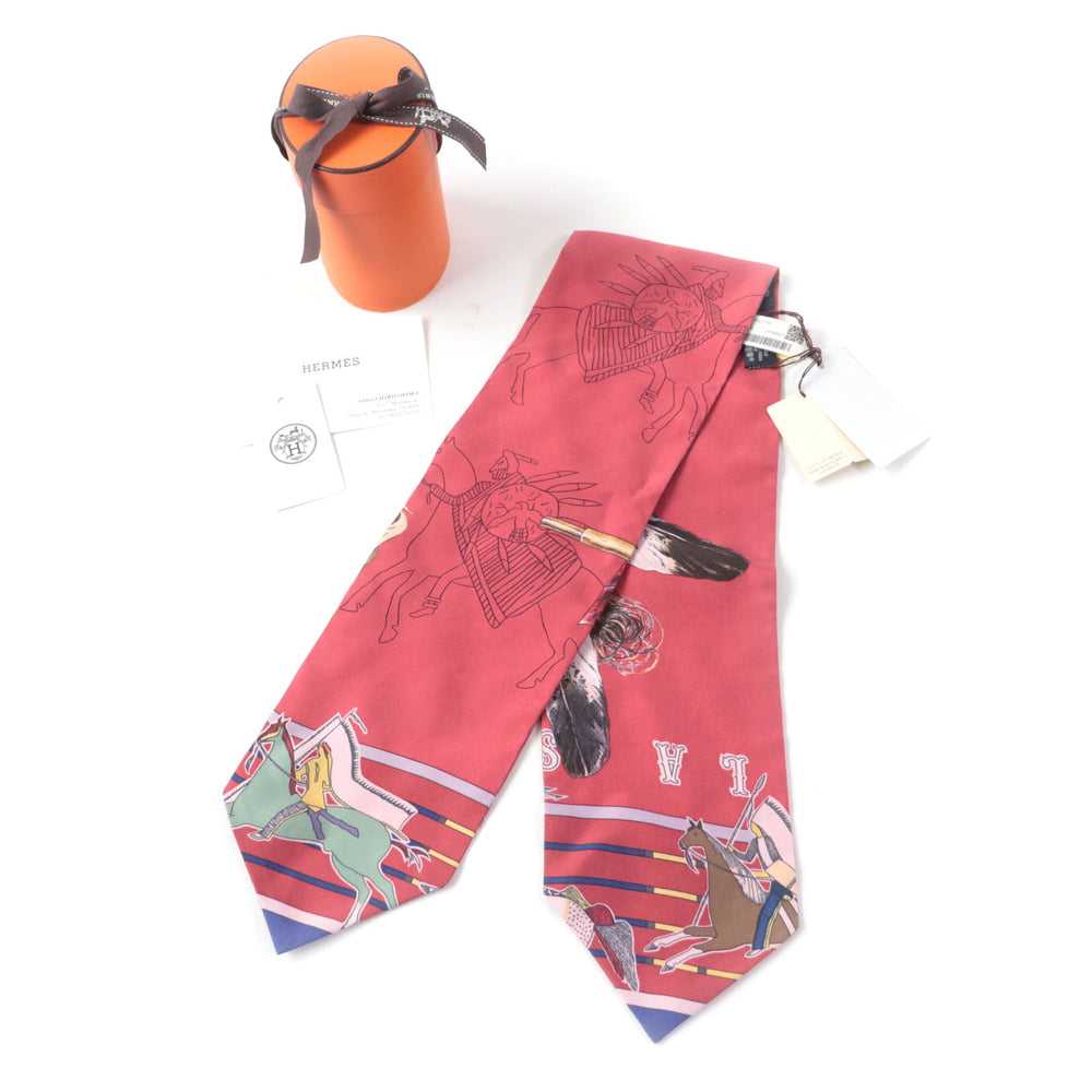 HERMES scarf Main: 100% silk MULTICO/ROUGE PANI LA SHAR PAWNEE Pawny Chief Twill up Women Used Authentic