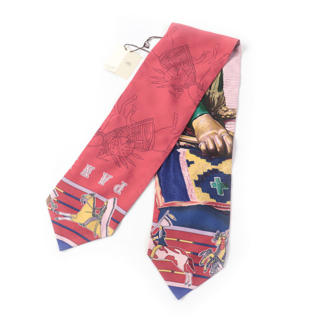 HERMES scarf Main: 100% silk MULTICO/ROUGE PANI LA SHAR PAWNEE Pawny Chief Twill up Women Used Authentic