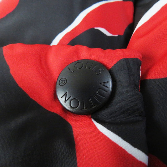 LOUIS VUITTON Down jacket Outer: 100% polyester, Lining: 53% rayon, Lining: 47% cupra, Filling: 90% down, Filling: 10% feather Red black Tufted monogram Women 38 Used Authentic