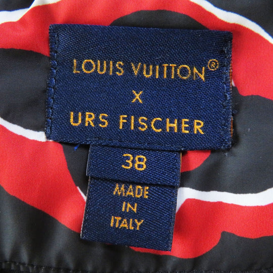 LOUIS VUITTON Down jacket Outer: 100% polyester, Lining: 53% rayon, Lining: 47% cupra, Filling: 90% down, Filling: 10% feather Red black Tufted monogram Women 38 Used Authentic