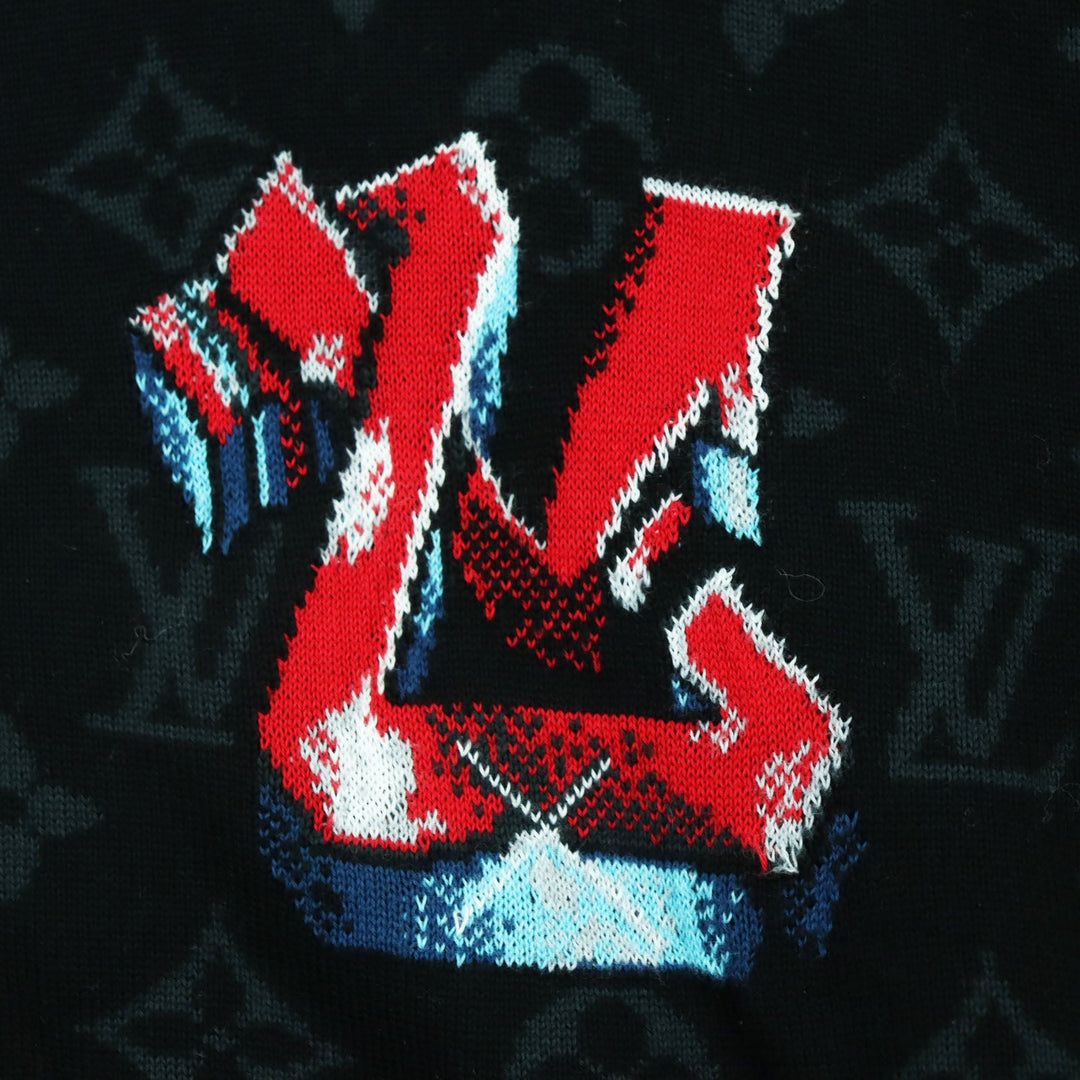 LOUIS VUITTON Blouson 1AA4XT Main: 100% cotton black LV Graffiti Zip Blouson mens M Used Authentic