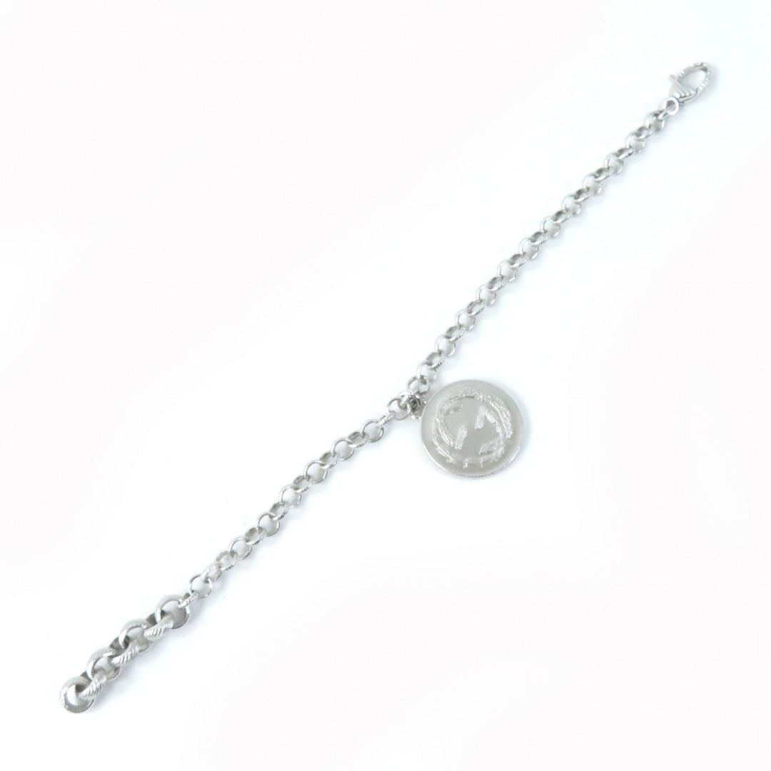 GUCCI bracelet 433499 Main�FAG925 Silver Interlocking G BEE Coin Women 18 Used Authentic