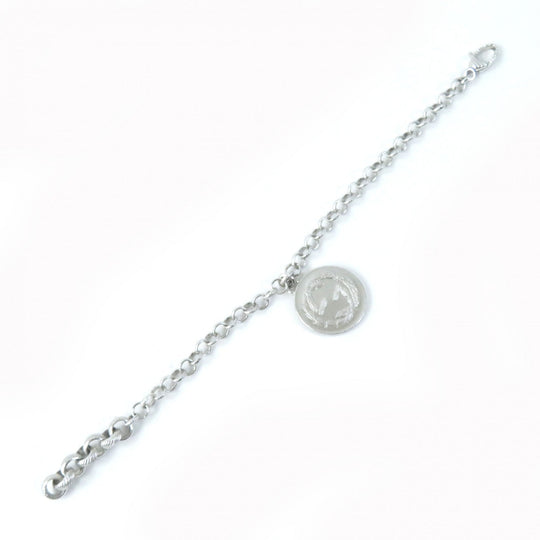 GUCCI bracelet 433499 Main�FAG925 Silver Interlocking G BEE Coin Women 18 Used Authentic