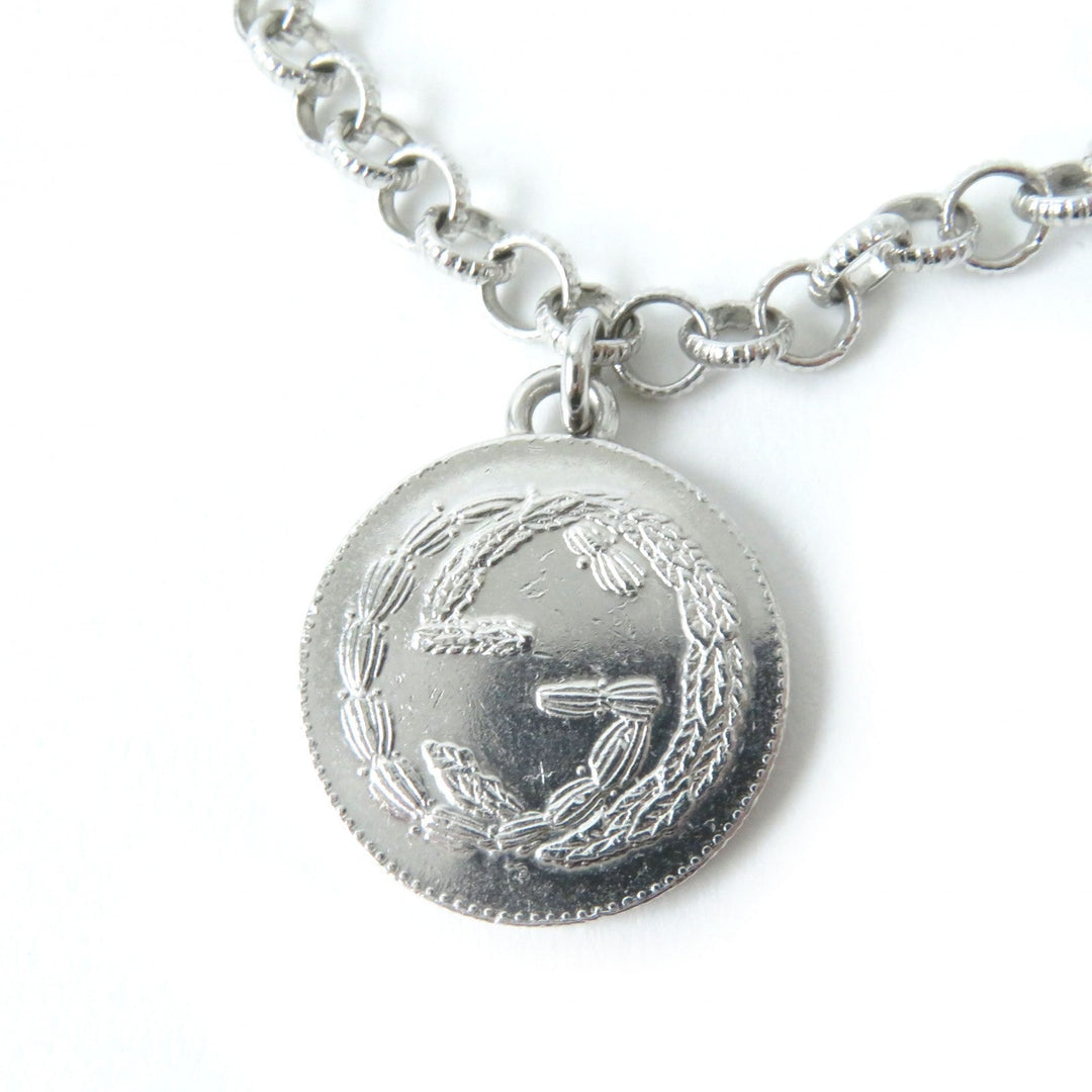 GUCCI bracelet 433499 Main�FAG925 Silver Interlocking G BEE Coin Women 18 Used Authentic