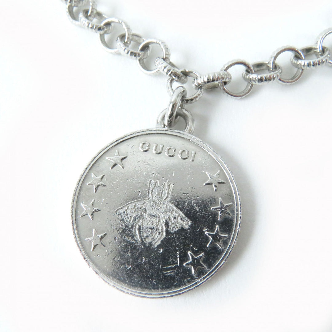 GUCCI bracelet 433499 Main�FAG925 Silver Interlocking G BEE Coin Women 18 Used Authentic