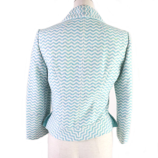 LOUIS VUITTON blazer Outer material: 46% rayon, Outer material: 27% cotton, Outer material: 24% wool, Outer material: 3% nylon, Lining: 100% silk Light blue Tweet Jacket Chevron stripe decorative buttons Women 34 Used Authentic