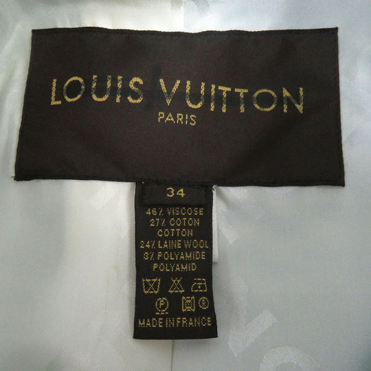 LOUIS VUITTON blazer Outer material: 46% rayon, Outer material: 27% cotton, Outer material: 24% wool, Outer material: 3% nylon, Lining: 100% silk Light blue Tweet Jacket Chevron stripe decorative buttons Women 34 Used Authentic
