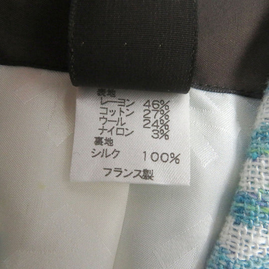 LOUIS VUITTON blazer Outer material: 46% rayon, Outer material: 27% cotton, Outer material: 24% wool, Outer material: 3% nylon, Lining: 100% silk Light blue Tweet Jacket Chevron stripe decorative buttons Women 34 Used Authentic