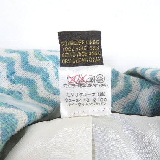 LOUIS VUITTON blazer Outer material: 46% rayon, Outer material: 27% cotton, Outer material: 24% wool, Outer material: 3% nylon, Lining: 100% silk Light blue Tweet Jacket Chevron stripe decorative buttons Women 34 Used Authentic