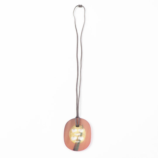 HERMES Necklace Buffalo horn, lacquer, leather pink Lift GM Women Used Authentic
