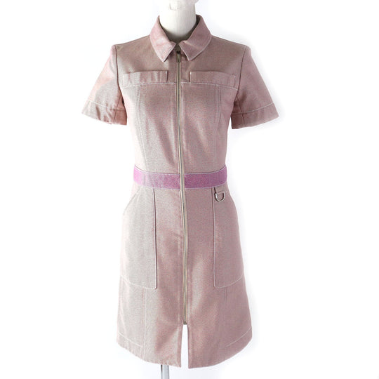 HERMES one piece Main: 100% cotton Pink type Women 34 Used Authentic