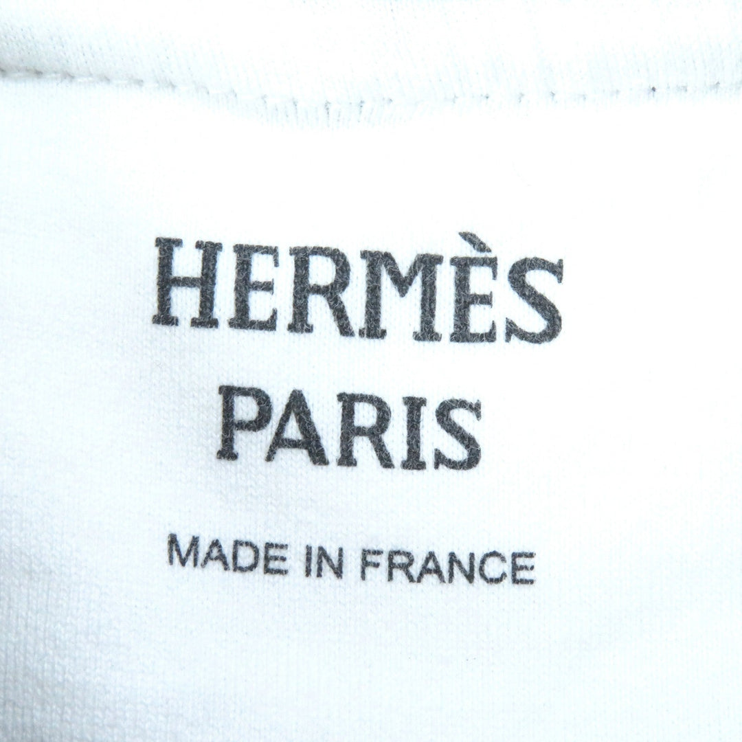 HERMES Short sleeve T-shirt Main: 100% cotton, part: 77% cotton, part: 20% nylon, part: 3% polyurethane White black Women 34 Used Authentic