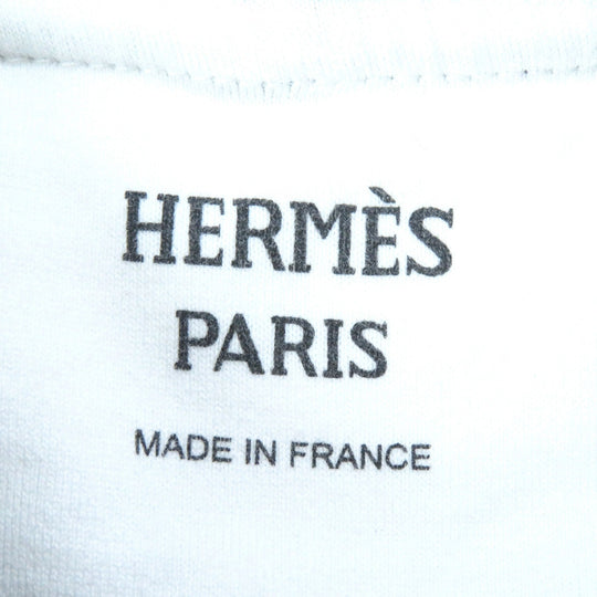 HERMES Short sleeve T-shirt Main: 100% cotton, part: 77% cotton, part: 20% nylon, part: 3% polyurethane White black Women 34 Used Authentic