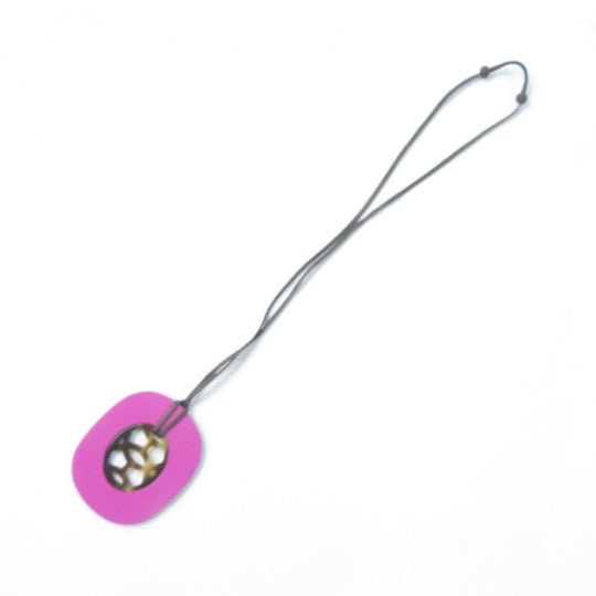 HERMES Necklace Top: Buffalo horn/Lacquer wood String: Waxed cotton Purple brown Lift GM Women Used Authentic