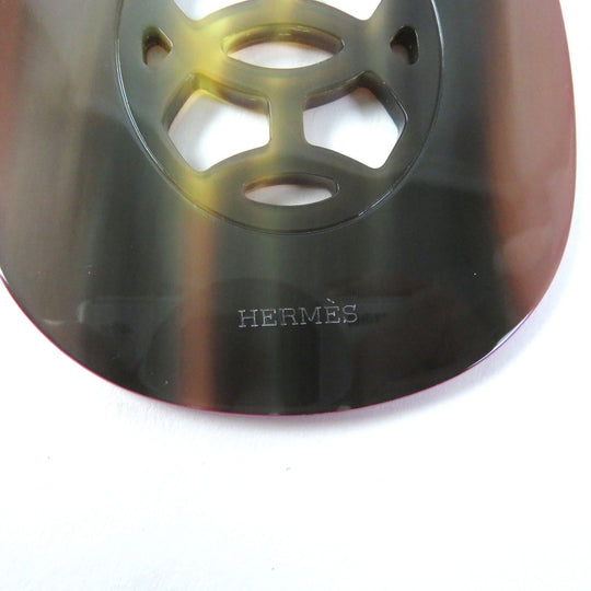 HERMES Necklace Top: Buffalo horn/Lacquer wood String: Waxed cotton Purple brown Lift GM Women Used Authentic