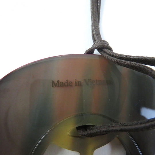 HERMES Necklace Top: Buffalo horn/Lacquer wood String: Waxed cotton Purple brown Lift GM Women Used Authentic