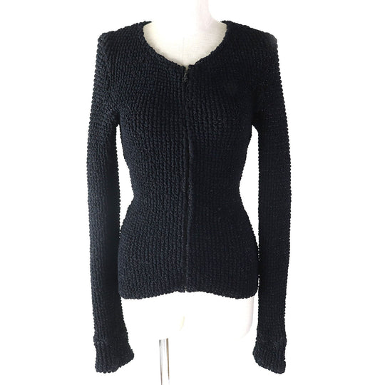 CHANEL cardigan 09P P35534 Main: 52% polyamide (nylon), 34% elastane (polyurethane), 10% viscose, 4% polyester Black type Women 34 Used Authentic