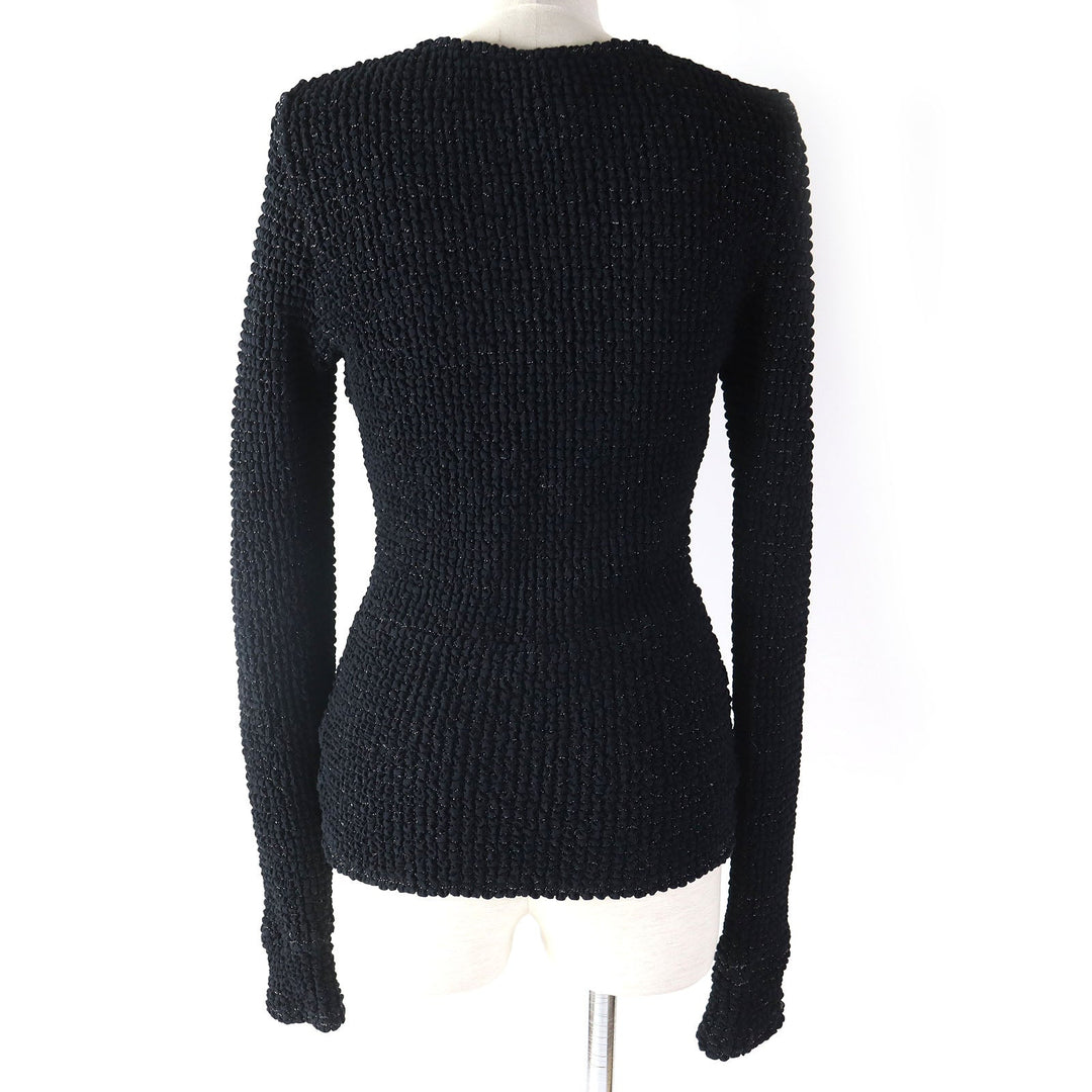 CHANEL cardigan 09P P35534 Main: 52% polyamide (nylon), 34% elastane (polyurethane), 10% viscose, 4% polyester Black type Women 34 Used Authentic