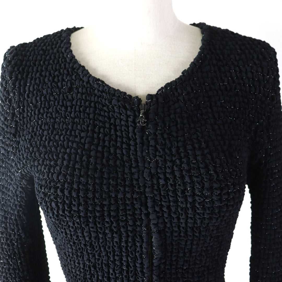 CHANEL cardigan 09P P35534 Main: 52% polyamide (nylon), 34% elastane (polyurethane), 10% viscose, 4% polyester Black type Women 34 Used Authentic
