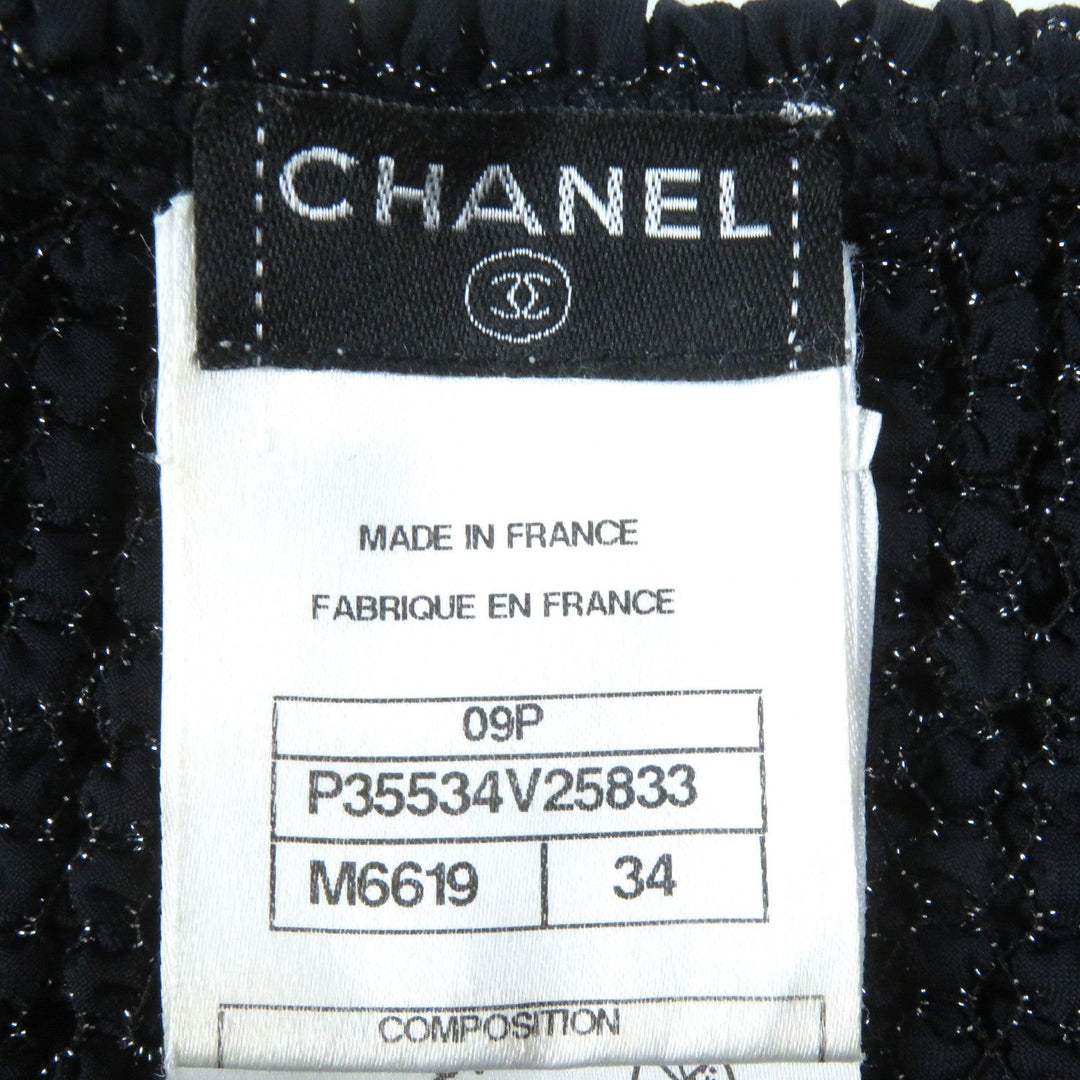 CHANEL cardigan 09P P35534 Main: 52% polyamide (nylon), 34% elastane (polyurethane), 10% viscose, 4% polyester Black type Women 34 Used Authentic