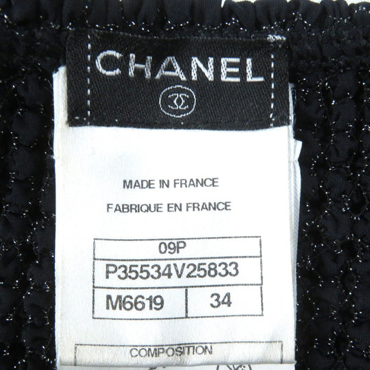 CHANEL cardigan 09P P35534 Main: 52% polyamide (nylon), 34% elastane (polyurethane), 10% viscose, 4% polyester Black type Women 34 Used Authentic