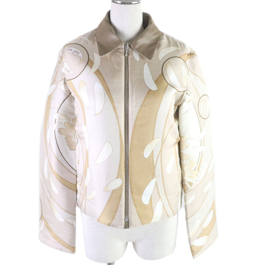 HERMES Blouson Outer: 100% silk, Lining: 75% cotton, Lining: 25% silk, Filling: 100% polyester beige Women Used Authentic