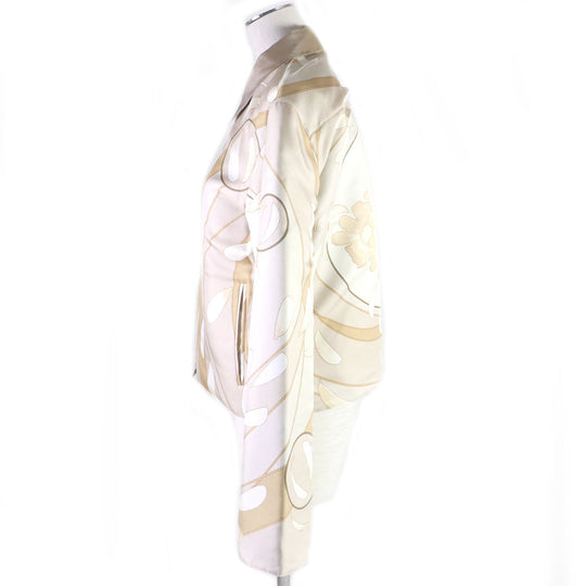 HERMES Blouson Outer: 100% silk, Lining: 75% cotton, Lining: 25% silk, Filling: 100% polyester beige Women Used Authentic