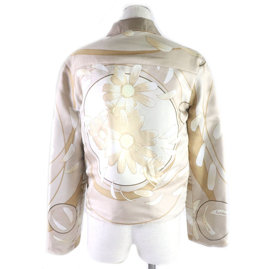 HERMES Blouson Outer: 100% silk, Lining: 75% cotton, Lining: 25% silk, Filling: 100% polyester beige Women Used Authentic