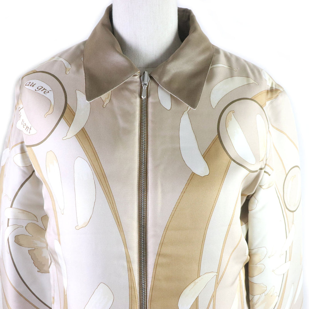 HERMES Blouson Outer: 100% silk, Lining: 75% cotton, Lining: 25% silk, Filling: 100% polyester beige Women Used Authentic