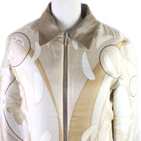 HERMES Blouson Outer: 100% silk, Lining: 75% cotton, Lining: 25% silk, Filling: 100% polyester beige Women Used Authentic