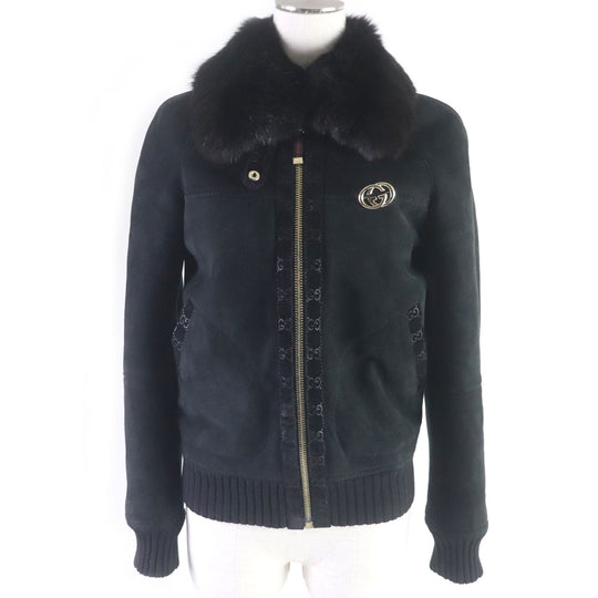 GUCCI Mouton jacket Main: Lamb leather, Fur: Fox, Part: 100% wool black Women 40 Used Authentic
