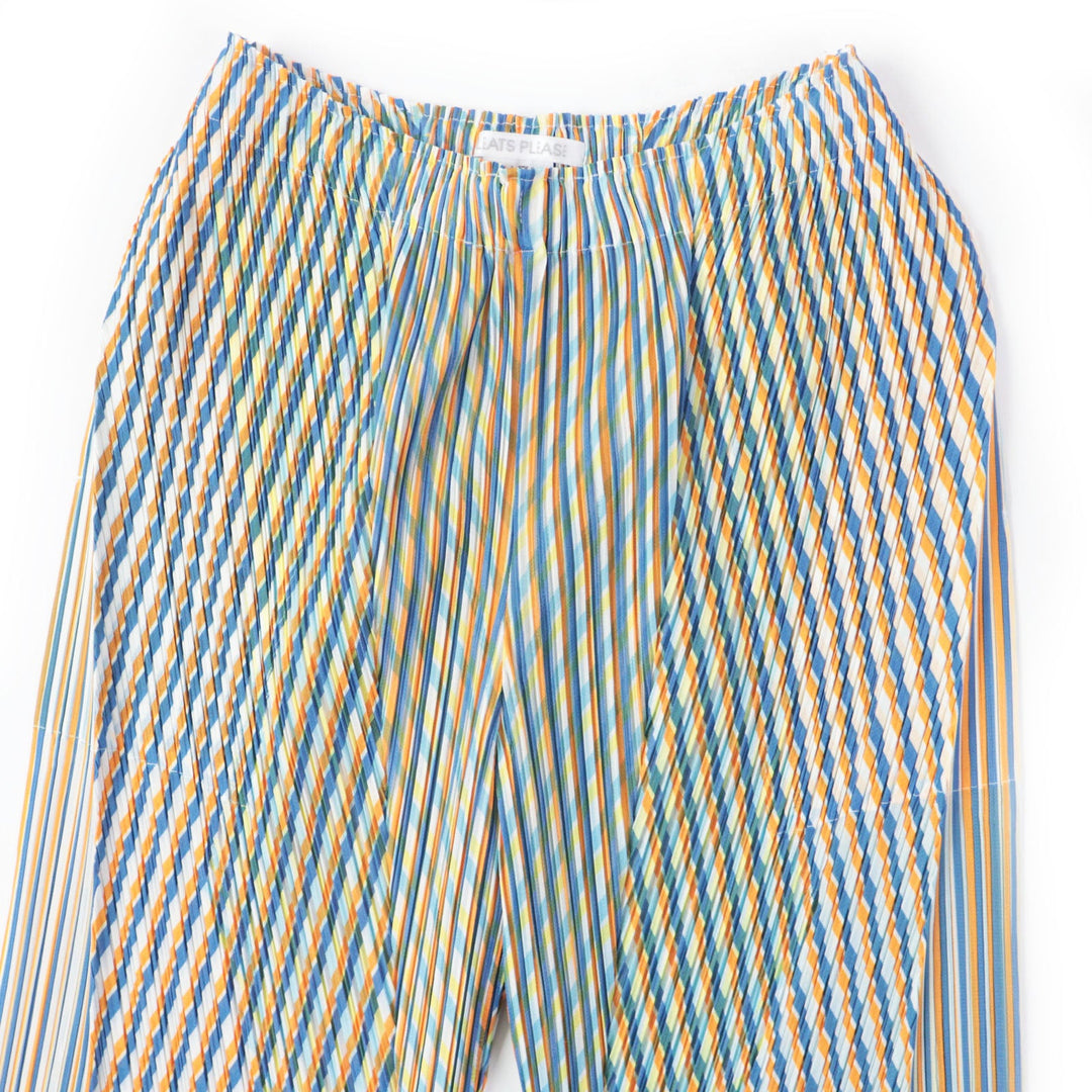 PLEATS PLEASE Pants PP31JF692 Main: 100% polyester Blue orange CROSSROAD Women 2 Used Authentic