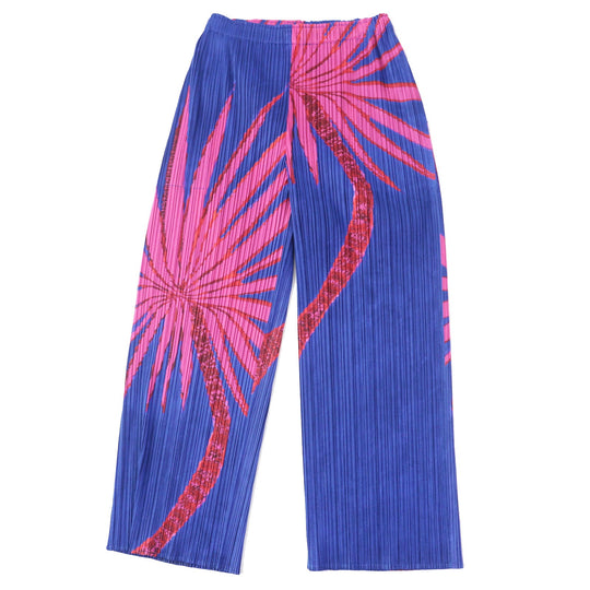 PLEATS PLEASE Pants PP33JF683 Main: 100% polyester Blue pink ICE DESERT PANTS Women 2 Used Authentic