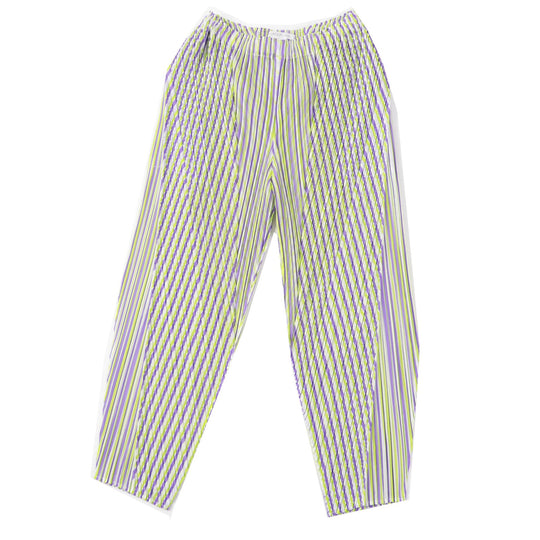 PLEATS PLEASE Pants PP31JF692 Main: 100% polyester Purple light green CROSSROAD Women 2 Used Authentic