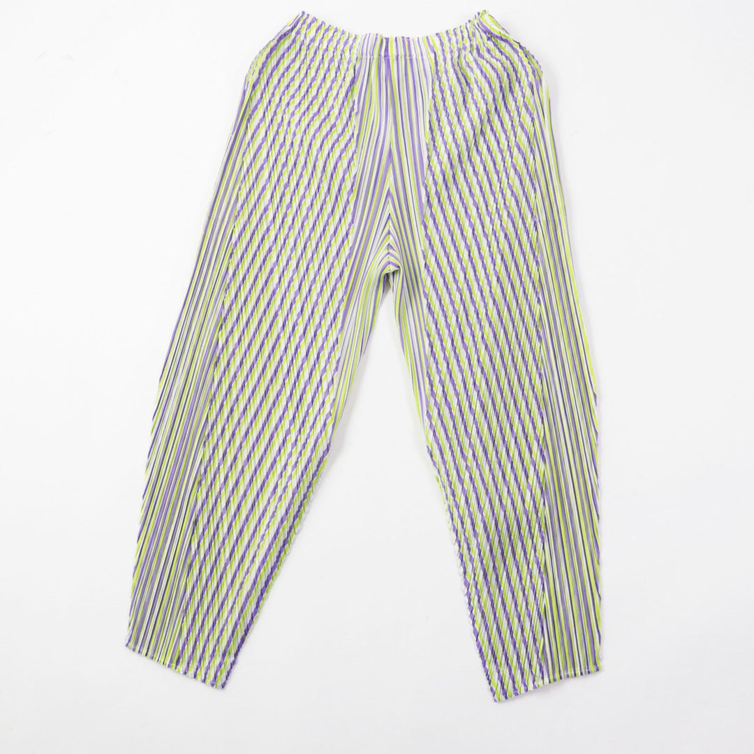 PLEATS PLEASE Pants PP31JF692 Main: 100% polyester Purple light green CROSSROAD Women 2 Used Authentic