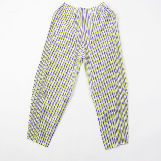 PLEATS PLEASE Pants PP31JF692 Main: 100% polyester Purple light green CROSSROAD Women 2 Used Authentic