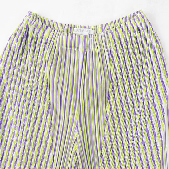PLEATS PLEASE Pants PP31JF692 Main: 100% polyester Purple light green CROSSROAD Women 2 Used Authentic
