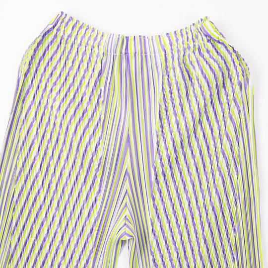 PLEATS PLEASE Pants PP31JF692 Main: 100% polyester Purple light green CROSSROAD Women 2 Used Authentic