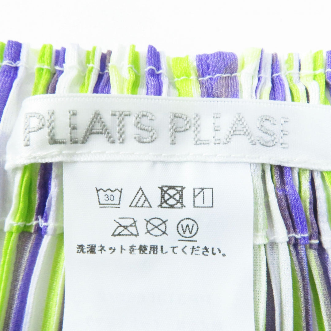 PLEATS PLEASE Pants PP31JF692 Main: 100% polyester Purple light green CROSSROAD Women 2 Used Authentic