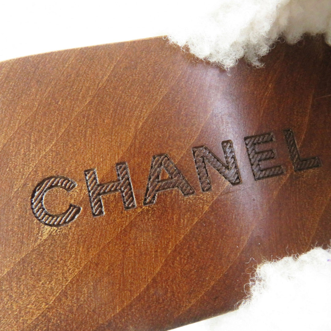 CHANEL Sandals G35368 Sheepskin Wood type Black brown Women 36 Used Authentic