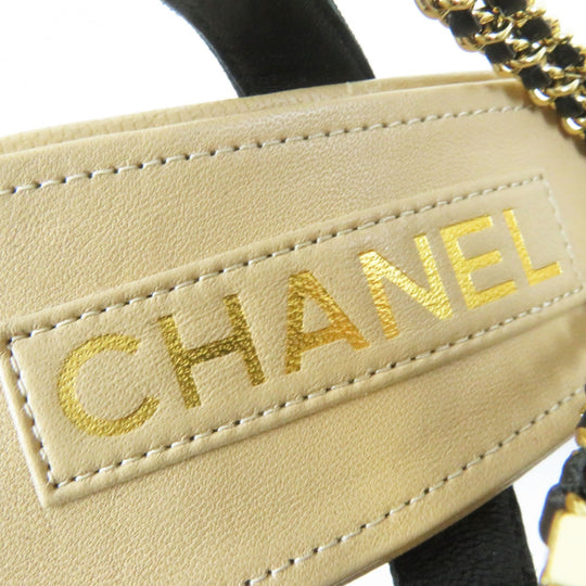 CHANEL Sandals G45093 Main: Leather Beige black Women 36 Used Authentic