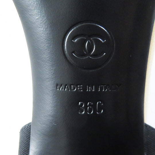 CHANEL Sandals G45093 Main: Leather Beige black Women 36 Used Authentic
