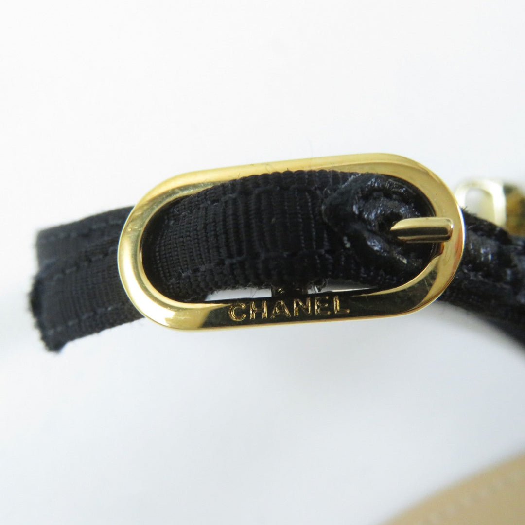CHANEL Sandals G45093 Main: Leather Beige black Women 36 Used Authentic