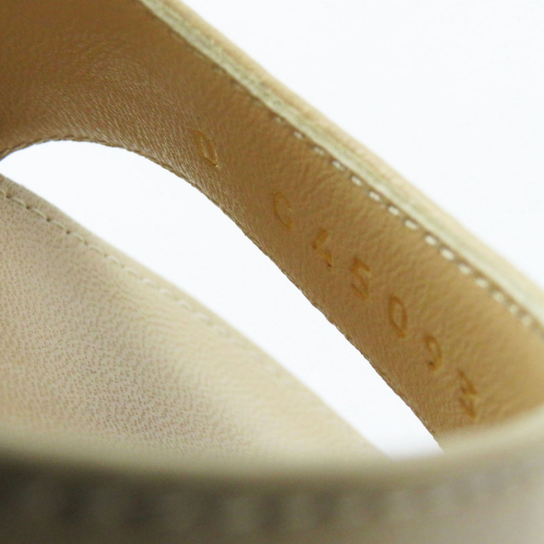 CHANEL Sandals G45093 Main: Leather Beige black Women 36 Used Authentic