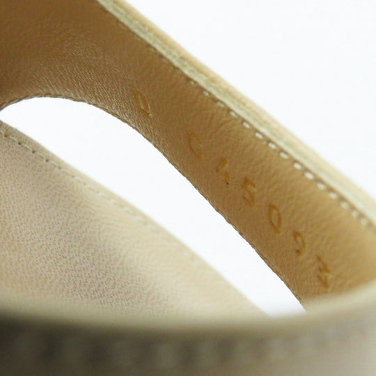 CHANEL Sandals G45093 Main: Leather Beige black Women 36 Used Authentic