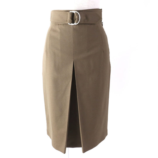 HERMES skirt 2H304DN Outer: 98% wool, Outer: 2% polyurethane, Lining: 65% rayon, Lining: 35% silk khaki Women 34 Used Authentic