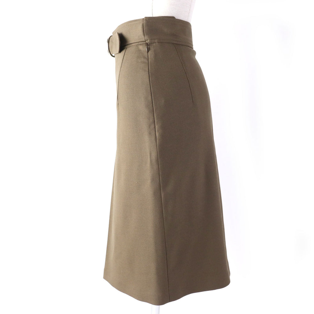HERMES skirt 2H304DN Outer: 98% wool, Outer: 2% polyurethane, Lining: 65% rayon, Lining: 35% silk khaki Women 34 Used Authentic