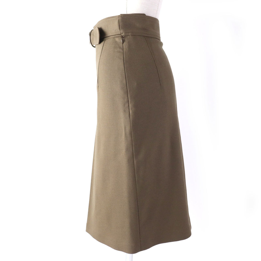 HERMES skirt 2H304DN Outer: 98% wool, Outer: 2% polyurethane, Lining: 65% rayon, Lining: 35% silk khaki Women 34 Used Authentic