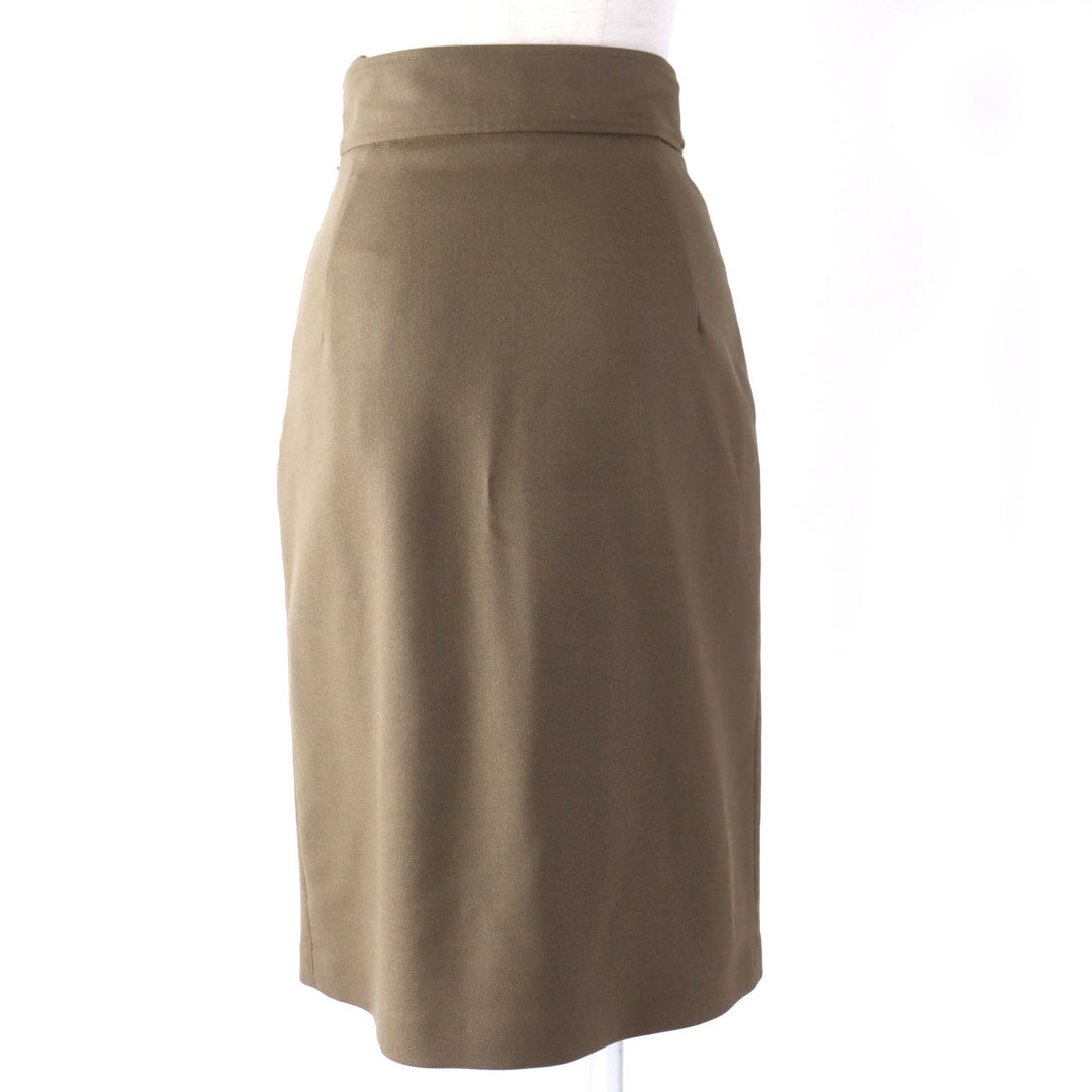 HERMES skirt 2H304DN Outer: 98% wool, Outer: 2% polyurethane, Lining: 65% rayon, Lining: 35% silk khaki Women 34 Used Authentic